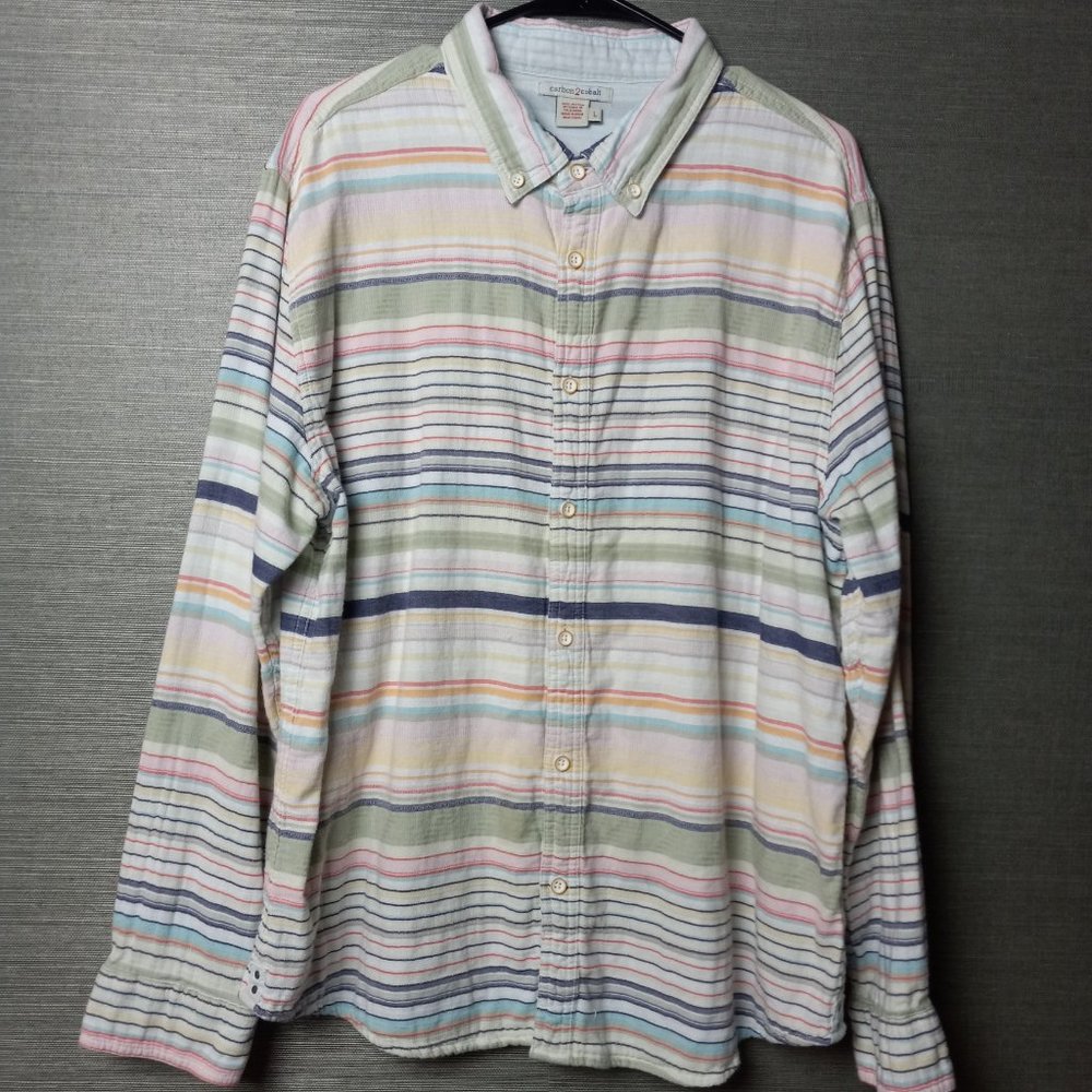 Carbon2Cobalt Striped Button-Down Shirt Large